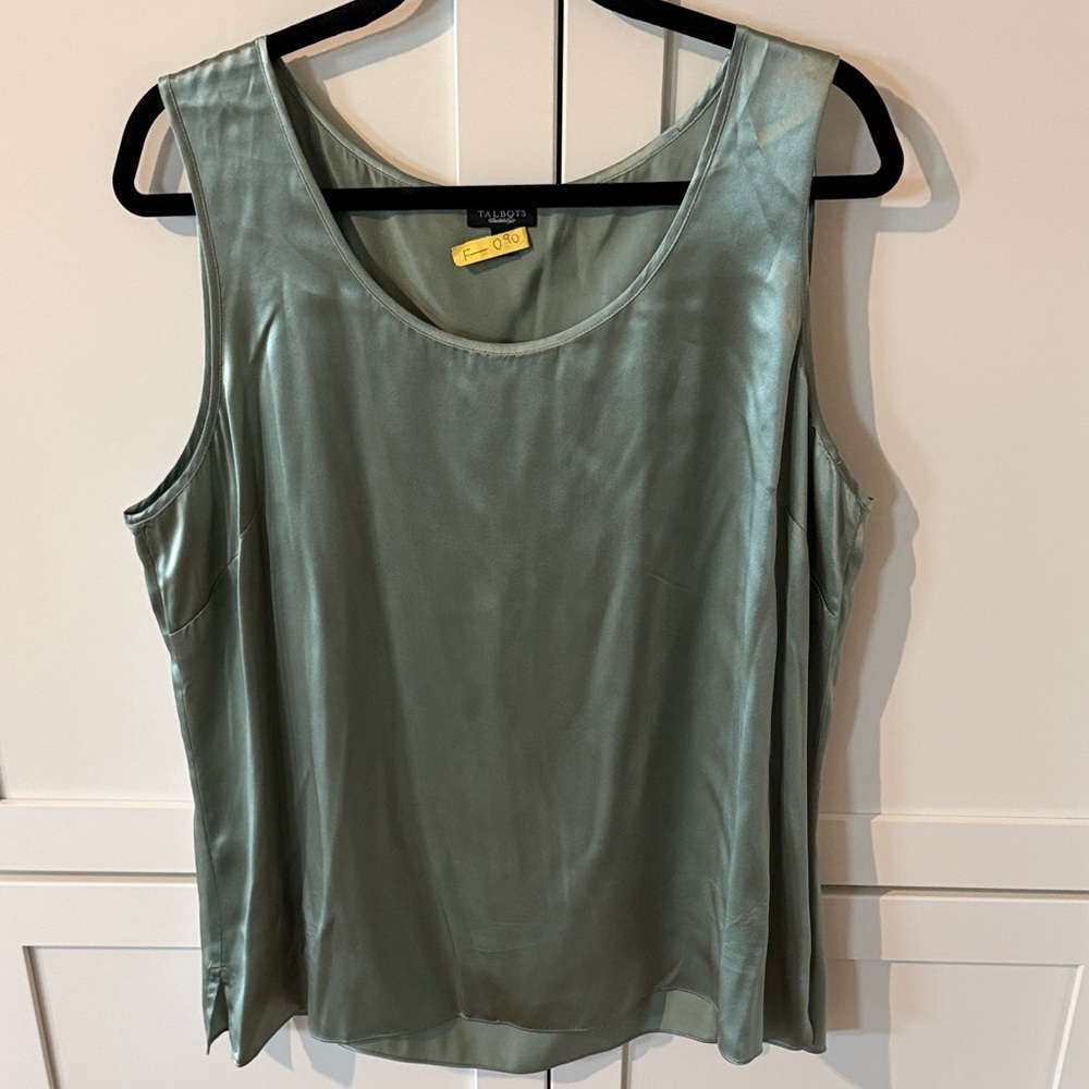 Talbots Silk Sage Green Scoop Neck top